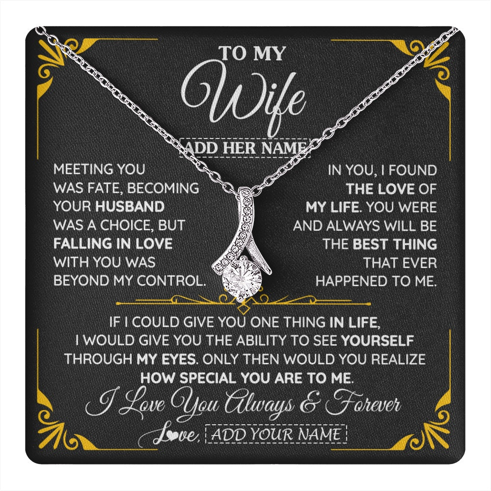 Alluring Beauty Necklace 14K White Gold Finish | 1 | Personalized Jewelry To My Wife Necklace From Husband Metting You Gift For Wife Romantic Birthday Valentines For Her Christmas Custom Gift Box Message Card | https://teecentury.