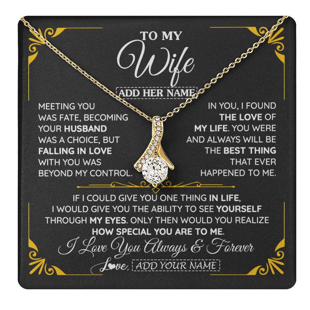 Alluring Beauty Necklace 18K Yellow Gold Finish | 1 | Personalized Jewelry To My Wife Necklace From Husband Metting You Gift For Wife Romantic Birthday Valentines For Her Christmas Custom Gift Box Message Card | https://teecentury.