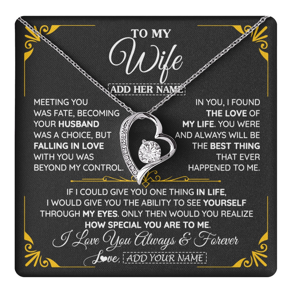 Forever Love Necklace 14K White Gold Finish | 1 | Personalized Jewelry To My Wife Necklace From Husband Metting You Gift For Wife Romantic Birthday Valentines For Her Christmas Custom Gift Box Message Card | https://teecentury.