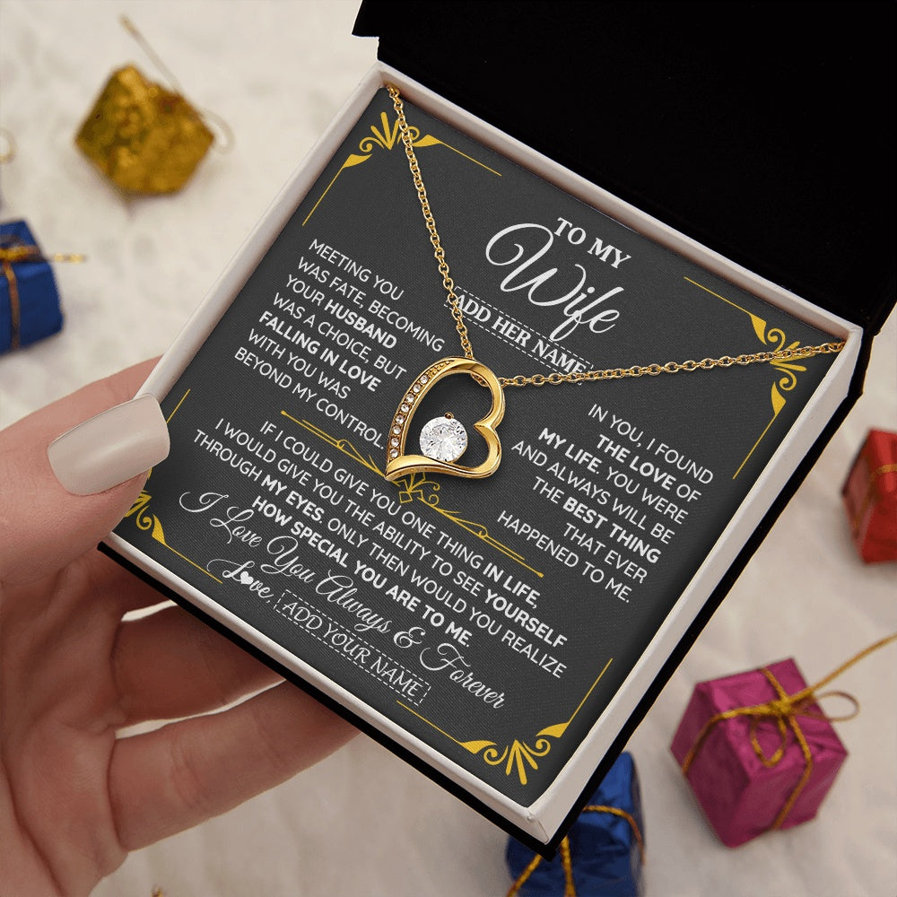 Forever Love Necklace 18K Yellow Gold Finish | 2 | Personalized Jewelry To My Wife Necklace From Husband Metting You Gift For Wife Romantic Birthday Valentines For Her Christmas Custom Gift Box Message Card | https://teecentury.