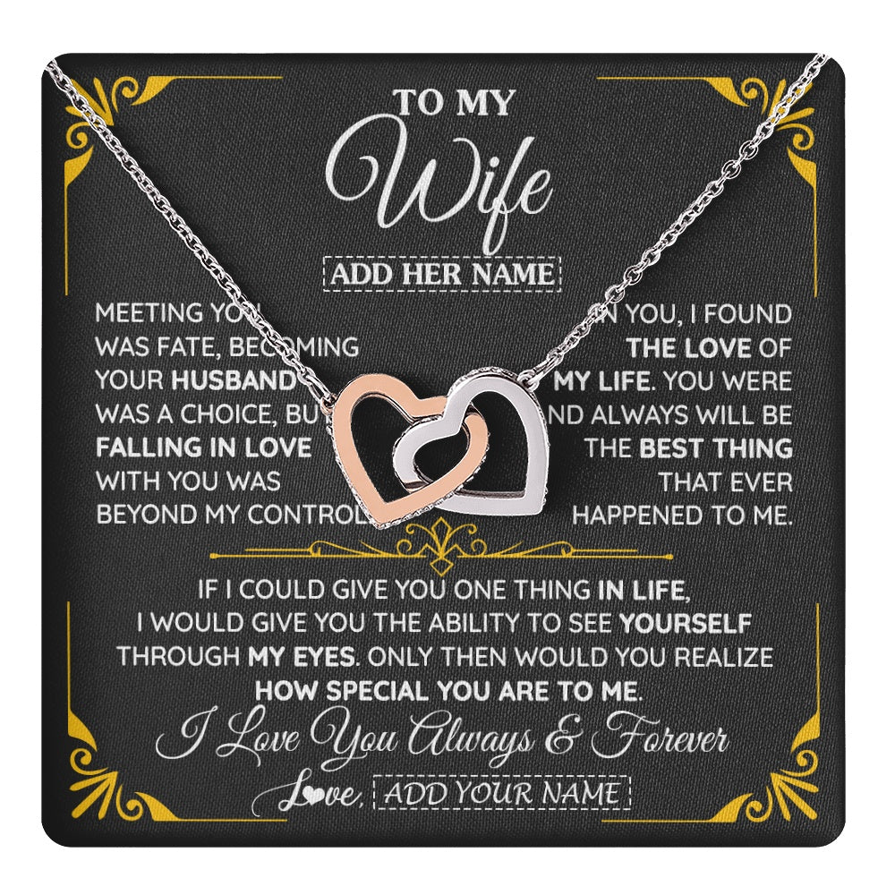 Interlocking Hearts Necklace Stainless Steel & Rose Gold Finish | 1 | Personalized Jewelry To My Wife Necklace From Husband Metting You Gift For Wife Romantic Birthday Valentines For Her Christmas Custom Gift Box Message Card | https://teecentury.