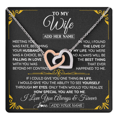 Interlocking Hearts Necklace Stainless Steel & Rose Gold Finish | 1 | Personalized Jewelry To My Wife Necklace From Husband Metting You Gift For Wife Romantic Birthday Valentines For Her Christmas Custom Gift Box Message Card | https://teecentury.