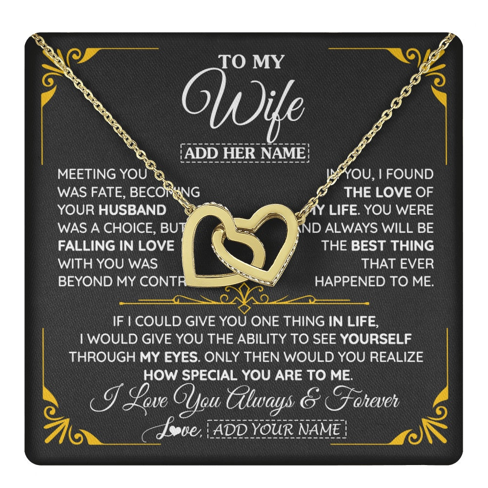 Interlocking Hearts Necklace 18K Yellow Gold Finish | 1 | Personalized Jewelry To My Wife Necklace From Husband Metting You Gift For Wife Romantic Birthday Valentines For Her Christmas Custom Gift Box Message Card | https://teecentury.