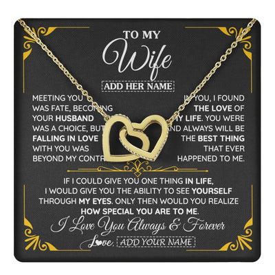 Interlocking Hearts Necklace 18K Yellow Gold Finish | 1 | Personalized Jewelry To My Wife Necklace From Husband Metting You Gift For Wife Romantic Birthday Valentines For Her Christmas Custom Gift Box Message Card | https://teecentury.