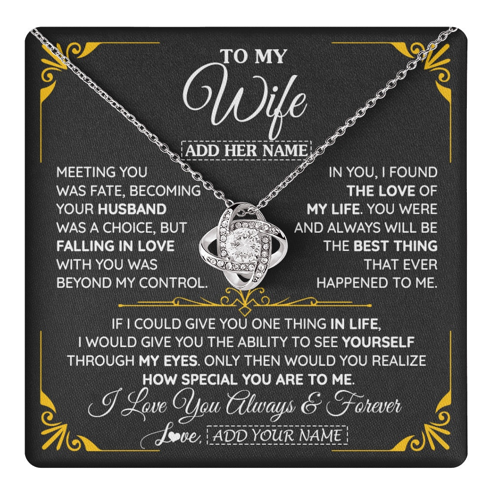 Love Knot Necklace 14K White Gold Finish | 1 | Personalized Jewelry To My Wife Necklace From Husband Metting You Gift For Wife Romantic Birthday Valentines For Her Christmas Custom Gift Box Message Card | https://teecentury.