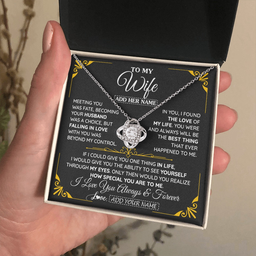 Love Knot Necklace 14K White Gold Finish | 2 | Personalized Jewelry To My Wife Necklace From Husband Metting You Gift For Wife Romantic Birthday Valentines For Her Christmas Custom Gift Box Message Card | https://teecentury.