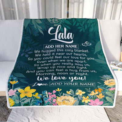 Personalized Lala Blanket From Granddaughter Grandchildren Floral Green We Love You Lala Birthday Gifts Mothers Day Christmas Customized Fleece Blanket | teecentury