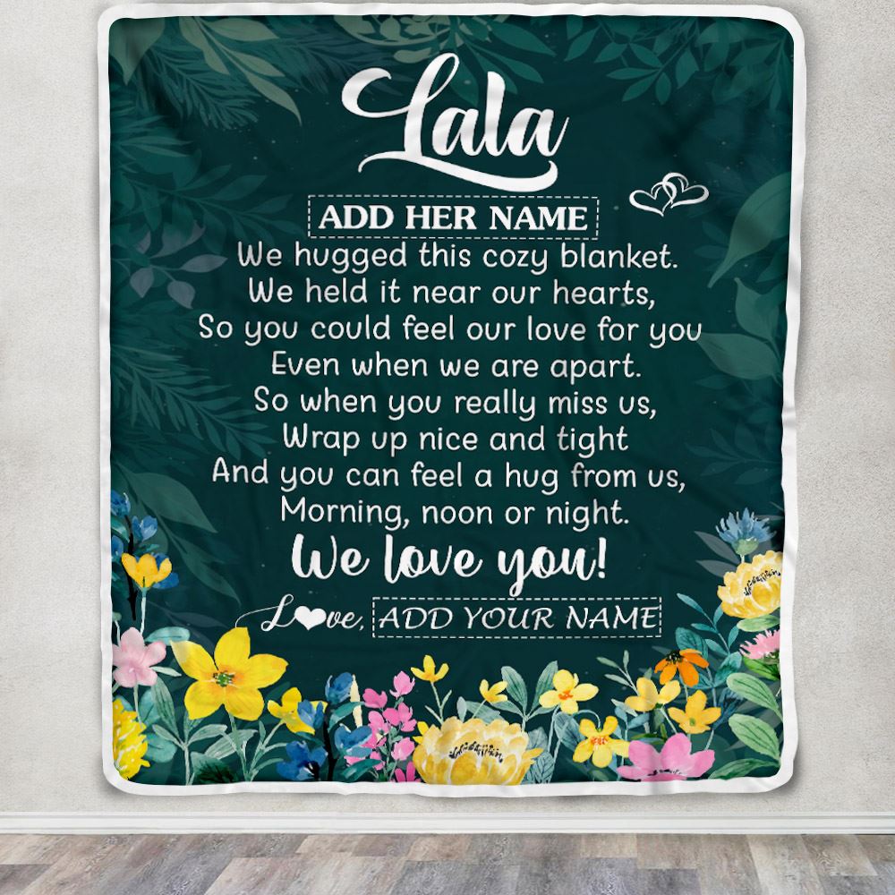 Personalized Lala Blanket From Granddaughter Grandchildren Floral Green We Love You Lala Birthday Gifts Mothers Day Christmas Customized Fleece Blanket | teecentury