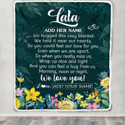 Personalized Lala Blanket From Granddaughter Grandchildren Floral Green We Love You Lala Birthday Gifts Mothers Day Christmas Customized Fleece Blanket | teecentury