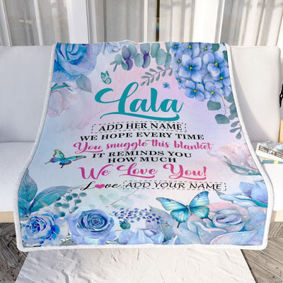 Personalized Lala Blanket From Grandkids Granddaughter Grandson Floral Print We Love You Lala Birthday Gifts Mothers Day Christmas Customized Fleece Blanket | teecentury