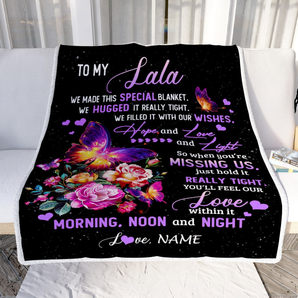 Personalized Lala Blanket From Grandkids Granddaughter We Made This Special Blanket Flower Lala Birthday Mothers Day Christmas Customized Fleece Blanket | teecentury
