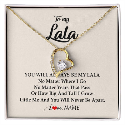 Forever Love Necklace 18K Yellow Gold Finish | Personalized Lala Necklace From Grandkids Granddaughter Grandson You Will Always Be My Lala Birthday Mothers Day Christmas Customized Gift Box Message Card | teecentury