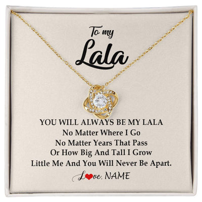 Love Knot Necklace 18K Yellow Gold Finish | Personalized Lala Necklace From Grandkids Granddaughter Grandson You Will Always Be My Lala Birthday Mothers Day Christmas Customized Gift Box Message Card | teecentury