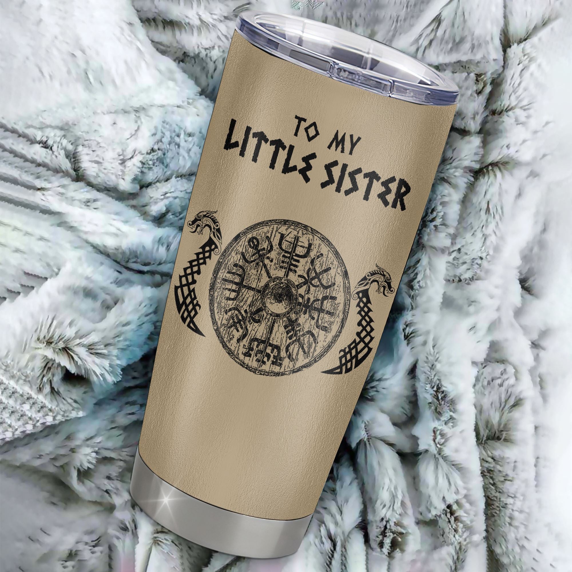 Personalized Little Sister Viking Tumbler I Wish You The Strength Scandinavian Norse Runes Viking For Women Sister Birthday Gifts Christmas Custom Travel Mug | teecentury