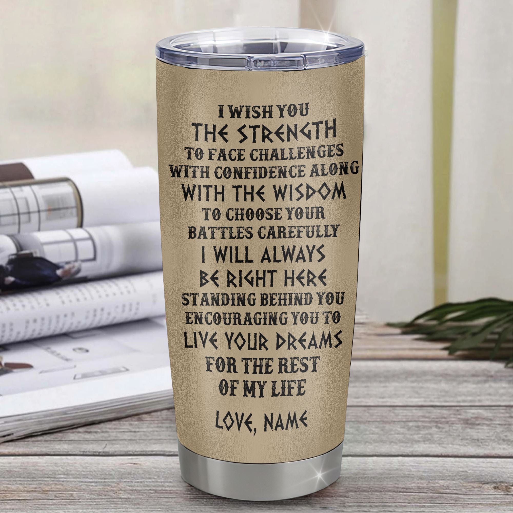 Personalized Little Sister Viking Tumbler I Wish You The Strength Scandinavian Norse Runes Viking For Women Sister Birthday Gifts Christmas Custom Travel Mug | teecentury