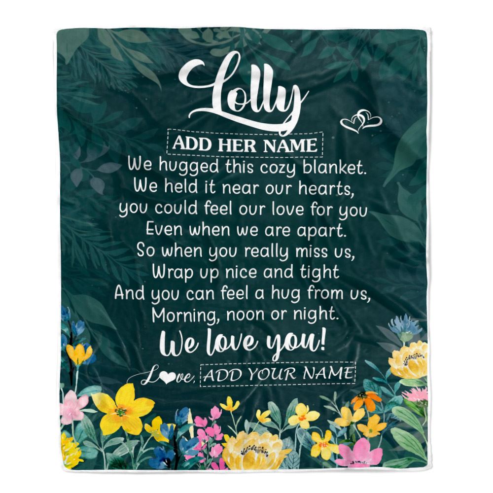 Personalized Lolly Blanket From Granddaughter Grandchildren Floral Green We Love You Lolly Birthday Gifts Mothers Day Christmas Customized Fleece Blanket | teecentury