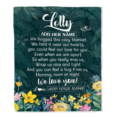 Personalized Lolly Blanket From Granddaughter Grandchildren Floral Green We Love You Lolly Birthday Gifts Mothers Day Christmas Customized Fleece Blanket | teecentury