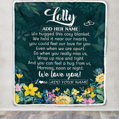 Personalized Lolly Blanket From Granddaughter Grandchildren Floral Green We Love You Lolly Birthday Gifts Mothers Day Christmas Customized Fleece Blanket | teecentury