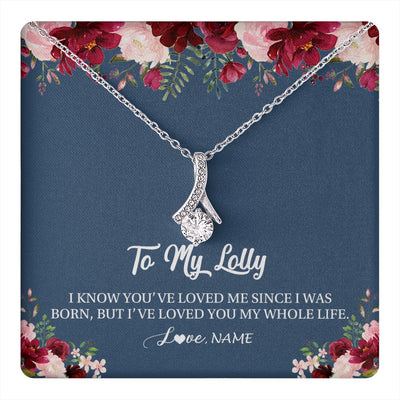 Alluring Beauty Necklace 14K White Gold Finish | 1 | Personalized Lolly Necklace From Grandkids Granddaughter Grandson I've Loved You My Whole Life Floral Lolly Birthday Mothers Day Christmas Customized Message Card | teecentury.myshopify