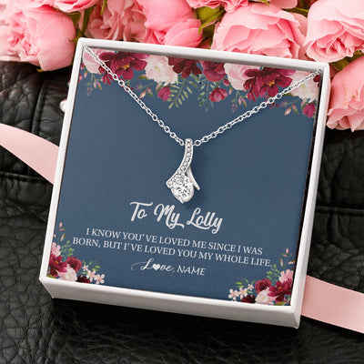 Alluring Beauty Necklace 14K White Gold Finish | 2 | Personalized Lolly Necklace From Grandkids Granddaughter Grandson I've Loved You My Whole Life Floral Lolly Birthday Mothers Day Christmas Customized Message Card | teecentury.myshopify