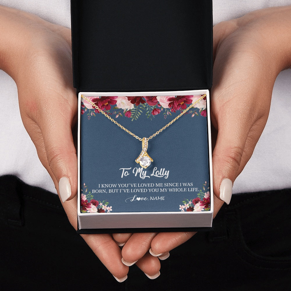 Alluring Beauty Necklace 18K Yellow Gold Finish | 2 | Personalized Lolly Necklace From Grandkids Granddaughter Grandson I've Loved You My Whole Life Floral Lolly Birthday Mothers Day Christmas Customized Message Card | teecentury.myshopify