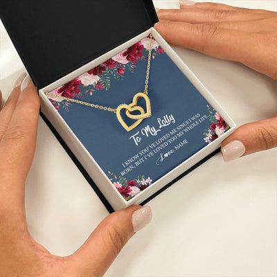 Interlocking Hearts Necklace 18K Yellow Gold Finish | 2 | Personalized Lolly Necklace From Grandkids Granddaughter Grandson I've Loved You My Whole Life Floral Lolly Birthday Mothers Day Christmas Customized Message Card | teecentury.myshopify