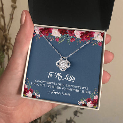 Love Knot Necklace 14K White Gold Finish | 2 | Personalized Lolly Necklace From Grandkids Granddaughter Grandson I've Loved You My Whole Life Floral Lolly Birthday Mothers Day Christmas Customized Message Card | teecentury.myshopify