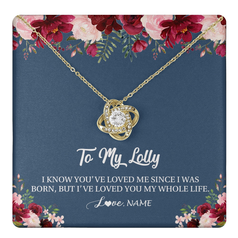 Love Knot Necklace 18K Yellow Gold Finish | 1 | Personalized Lolly Necklace From Grandkids Granddaughter Grandson I've Loved You My Whole Life Floral Lolly Birthday Mothers Day Christmas Customized Message Card | teecentury.myshopify