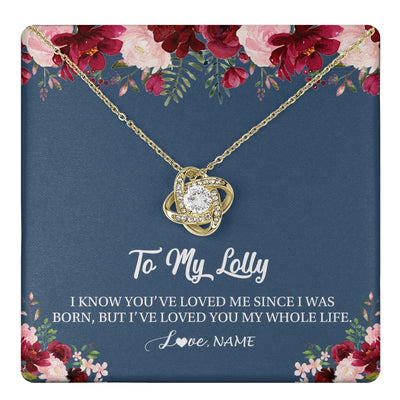 Love Knot Necklace 18K Yellow Gold Finish | 1 | Personalized Lolly Necklace From Grandkids Granddaughter Grandson I've Loved You My Whole Life Floral Lolly Birthday Mothers Day Christmas Customized Message Card | teecentury.myshopify