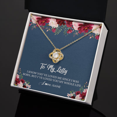 Love Knot Necklace 18K Yellow Gold Finish | 2 | Personalized Lolly Necklace From Grandkids Granddaughter Grandson I've Loved You My Whole Life Floral Lolly Birthday Mothers Day Christmas Customized Message Card | teecentury.myshopify