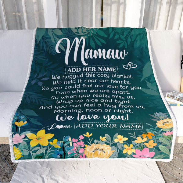 Personalized Mamaw Blanket From Granddaughter Grandchildren Floral Green We Love You Mamaw Birthday Gifts Mothers Day Christmas Customized Fleece Blanket Teecentury