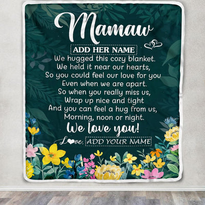 Personalized Mamaw Blanket From Granddaughter Grandchildren Floral Green We Love You Mamaw Birthday Gifts Mothers Day Christmas Customized Fleece Blanket | teecentury
