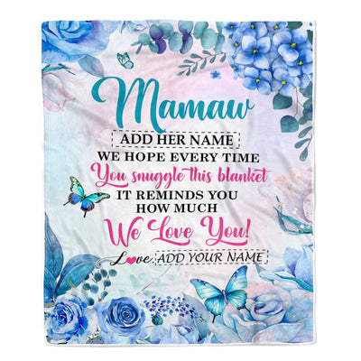 Personalized Mamaw Blanket From Grandkids Granddaughter Grandson Floral Print We Love You Mamaw Birthday Gifts Mothers Day Christmas Customized Fleece Blanket | teecentury