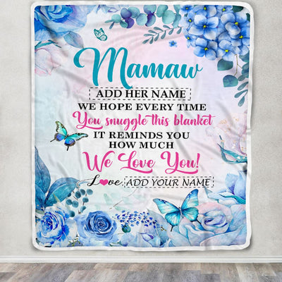 Personalized Mamaw Blanket From Grandkids Granddaughter Grandson Floral Print We Love You Mamaw Birthday Gifts Mothers Day Christmas Customized Fleece Blanket | teecentury