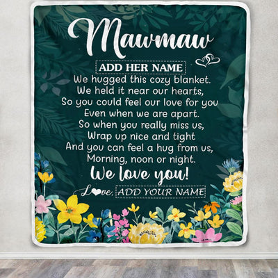 Personalized Mawmaw Blanket From Grandkids Granddaughter Floral Green We Love You Mawmaw Birthday Gifts Mothers Day Christmas Customized Fleece Blanket | teecentury