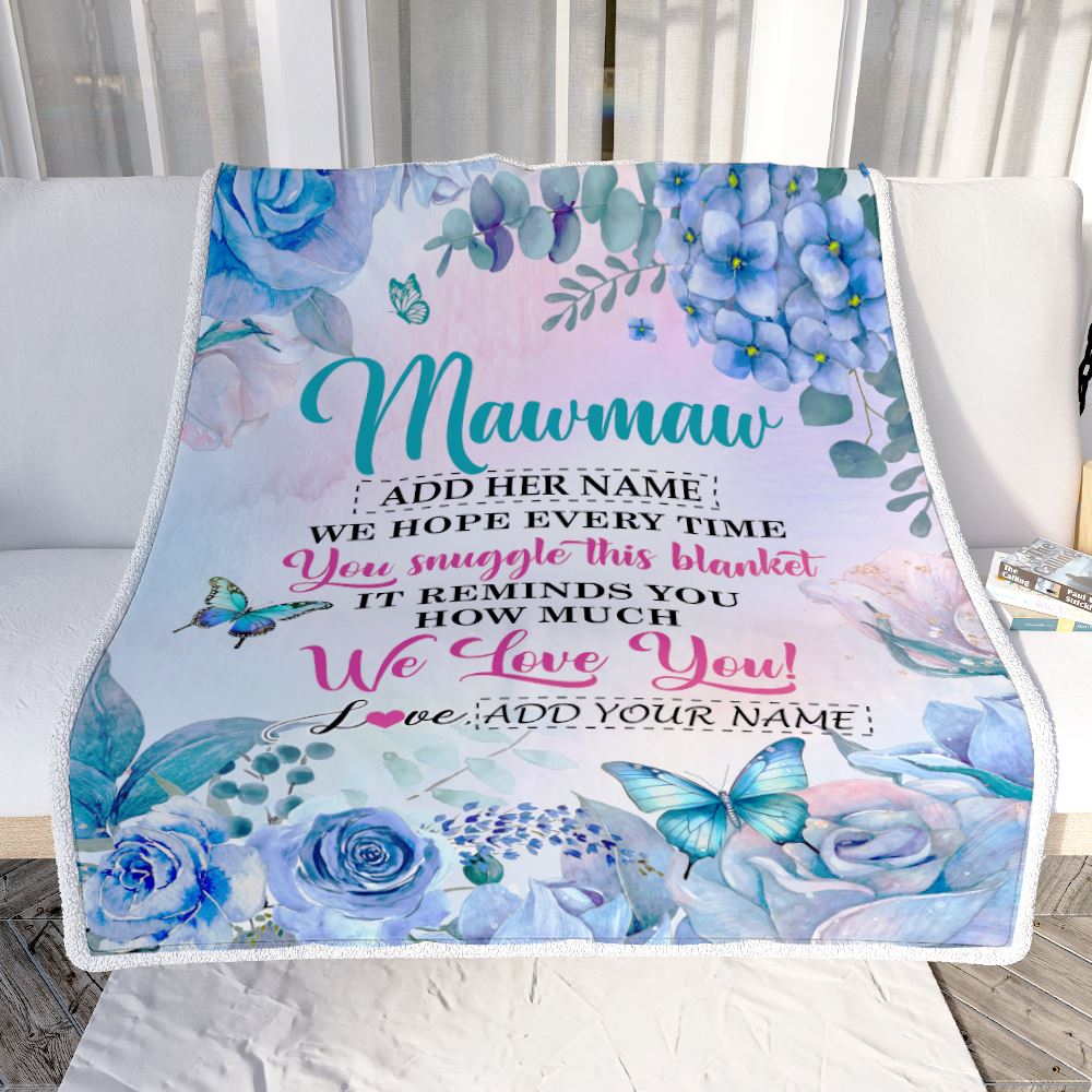 Personalized Mawmaw Blanket From Grandkids Granddaughter Floral Print We Love You Mawmaw Birthday Gifts Mothers Day Christmas Customized Fleece Blanket | teecentury