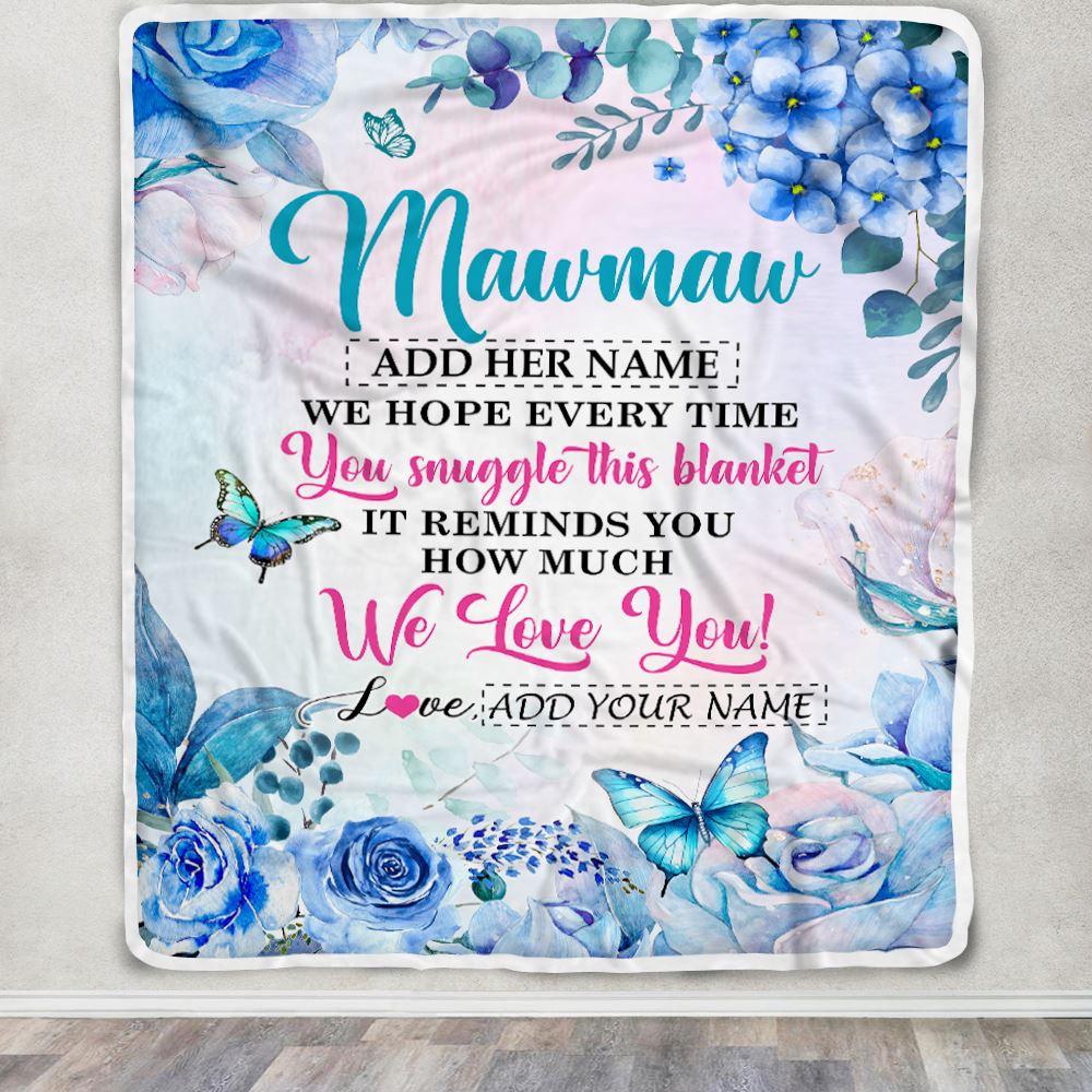 Personalized Mawmaw Blanket From Grandkids Granddaughter Floral Print We Love You Mawmaw Birthday Gifts Mothers Day Christmas Customized Fleece Blanket | teecentury