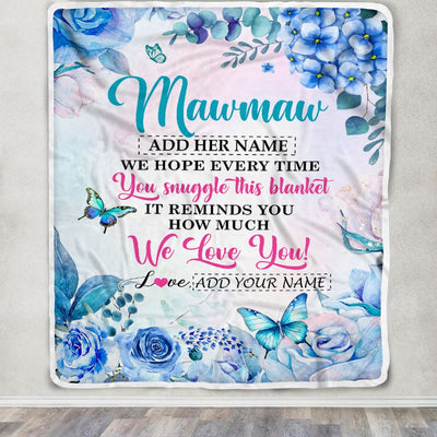 Personalized Mawmaw Blanket From Grandkids Granddaughter Floral Print We Love You Mawmaw Birthday Gifts Mothers Day Christmas Customized Fleece Blanket | teecentury
