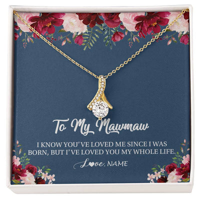 Alluring Beauty Necklace 18K Yellow Gold Finish | Personalized Mawmaw Necklace From Grandkids Granddaughter Grandson I've Loved You My Whole Life Floral Mawmaw Birthday Mothers Day Christmas Customized Message Card | teecentury