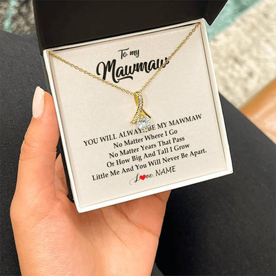 Alluring Beauty Necklace 18K Yellow Gold Finish | Personalized Mawmaw Necklace From Grandkids Granddaughter Grandson You Will Always Be My Mawmaw Birthday Mothers Day Christmas Customized Gift Box Message Card | teecentury