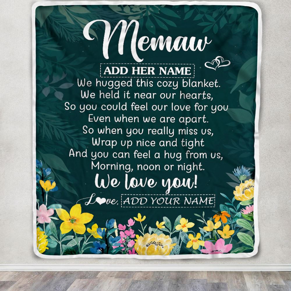 Personalized Memaw Blanket From Granddaughter Grandchildren Floral Green We Love You Memaw Birthday Gifts Mothers Day Christmas Customized Fleece Blanket | teecentury