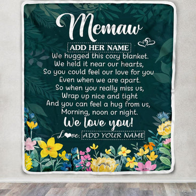 Personalized Memaw Blanket From Granddaughter Grandchildren Floral Green We Love You Memaw Birthday Gifts Mothers Day Christmas Customized Fleece Blanket | teecentury