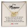 Interlocking Hearts Necklace 18K Yellow Gold Finish | Personalized Memaw Necklace From Grandkids Granddaughter Grandson You're Always In My Heart Memaw Birthday Mothers Day Jewelry Customized Gift Box Message Card | teecentury