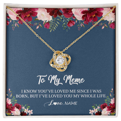 Love Knot Necklace 18K Yellow Gold Finish | Personalized Meme Necklace From Grandkids Granddaughter Grandson I've Loved You My Whole Life Floral Meme Birthday Mothers Day Christmas Customized Message Card | teecentury