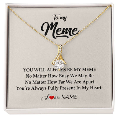 Alluring Beauty Necklace 18K Yellow Gold Finish | Personalized Meme Necklace From Grandkids Granddaughter Grandson You're Always In My Heart Meme Birthday Mothers Day Christmas Customized Gift Box Message Card | teecentury