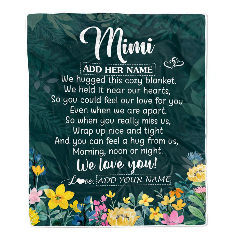 Personalized Mimi Blanket From Granddaughter Grandchildren Floral Green We Love You Mimi Birthday Gifts Mothers Day Christmas Customized Fleece Blanket | teecentury