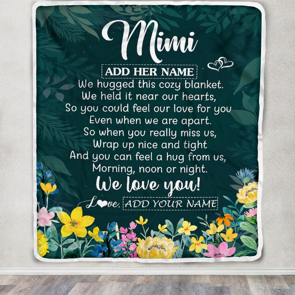 Personalized Mimi Blanket From Granddaughter Grandchildren Floral Green We Love You Mimi Birthday Gifts Mothers Day Christmas Customized Fleece Blanket | teecentury