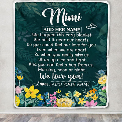 Personalized Mimi Blanket From Granddaughter Grandchildren Floral Green We Love You Mimi Birthday Gifts Mothers Day Christmas Customized Fleece Blanket | teecentury