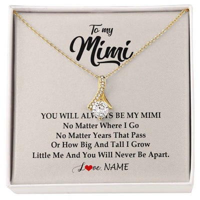 Alluring Beauty Necklace 18K Yellow Gold Finish | Personalized Mimi Necklace From Grandkids Granddaughter Grandson You Will Always Be My Mimi Birthday Mothers Day Christmas Customized Gift Box Message Card | teecentury