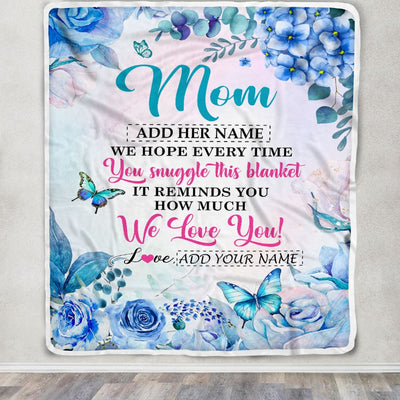 Personalized Mom Blanket From Daughter Son Floral Print We Love You Mom Mothers Day Birthday Gifts Thanksgiving Christmas Customized Fleece Blanket | teecentury